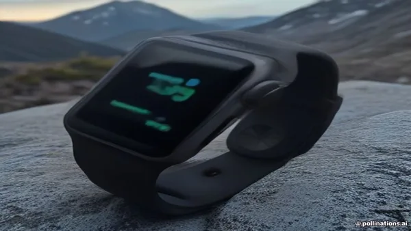 Apple Watch Ultra 3 phiên bản Titanium tối màu với dây quấn biển Alpine Loop hiển thị biểu đồ cảnh báo huyết áp
