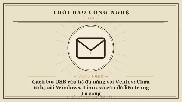 Chiếc USB cứu hộ đa năng phát sáng kết nối với laptop hiển thị danh sách file ISO